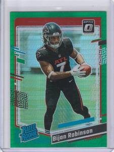 lot 15 image: 2023 Bijan Robinson Donruss Optic Green Hyper RC