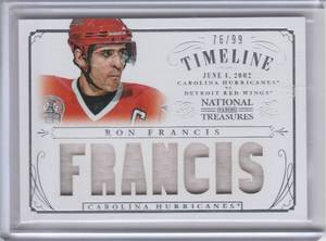 lot 32 image: 2013-14 Ron Francis National Treasures Game Worn Materials #7699