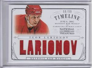 lot 33 image: 2013-14 Igor Larionov National Treasures Game Worn Materials #9899