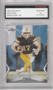 lot 39 image: 2018 Leaf Draft Josh Allen RC #31 - 1st Graded GEM MT 10