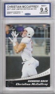 lot 41 image: 2017 Christian McCaffrey RC Leaf Limited Edition #01 - CCG 9.5