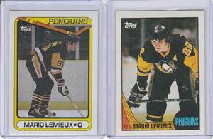 lot 57 image: Mario Lemieux - 1987 Topps #15, 1990 Topps #175