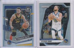 lot 68 image: Stephen Curry - 2023-24 Donruss Optic #198, 2024-25 Panini Prizm #134
