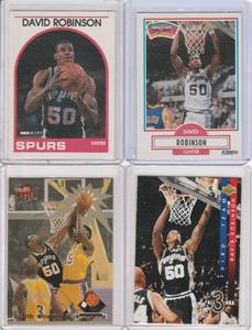 lot 69 image: David Robinson - 1989 Hoops RC #310, 1990 Fleer #172, 1993 Fleer Ultra Rejectors #5 of 5, 1993 UD #AN13