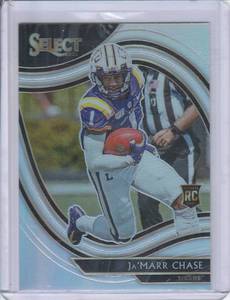 lot 77 image: 2021 Jamarr Chase Panini Chronicles Draft Select Silver Prizm RC, #262