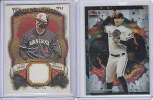 lot 90 image: 2024 Carlos Correa Allen & Ginter Relic #AGR-CC, Topps Finest #251
