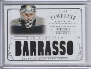 lot 95 image: 2013-14 Tom Barrasso National Treasures Game Worn Materials #1199