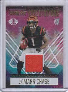 lot 106 image: 2021 JaMarr Chase 2021 Panini Illusions Great Expectations Patch RC #GE-JC