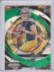 lot 107 image: 2024 JJ McCarthy Panini Prizm Portals Green Ice RC #7