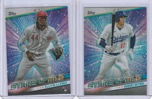 lot 138 image: 2024 Topps Stars of the MLB - Shohei Ohtani #SMLB-55, Elly De La Cruz #SMLB-23