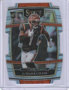 lot 142 image: 2021 JaMarr Chase Panini Select Silver Die-Cut RC #47