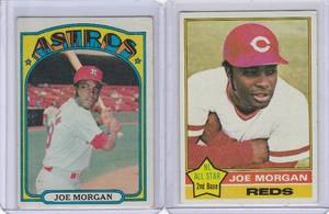 lot 161 image: Joe Morgan - 1972 Topps #132, 1976 Topps #420