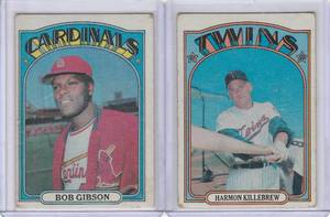 lot 169 image: 1972 Topps Harmon Killebrew #51, Bob Gibson #130