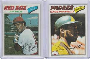 lot 175 image: 1977 Topps Dave Winfield #390, Jim Rice #60