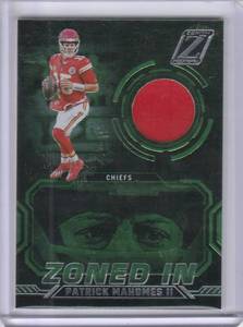 lot 183 image: 2024 Patrick Mahomes II Panini Zenith Zoned In Patch, #ZI-PMS