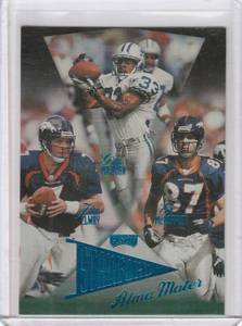 lot 197 image: 1998 Playoff Prestige Sanford Alma Mater - John Elway, Glyn Milburn, Ed McCaffrey #17