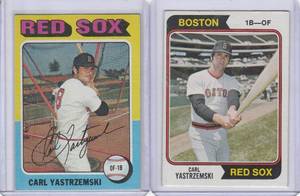 lot 216 image: Carl Yastrzemski 1974 Topps #280, 1975 Topps #280