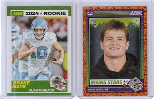lot 228 image: 2024 Drake Maye Score Rookie #3, 2024 Score Halloween RC #17