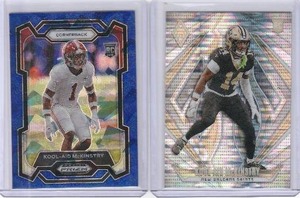 lot 232 image: 2024 Kool-Aid McKinstry Panini Prizm Draft Picks Blue Ice #117 #6799, 2024 Panini Phoenix Pulsar #214 #52200