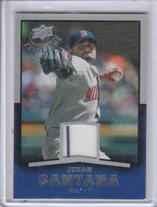 lot 115 image: 2008 Johan Santana UD Timeline Memorabilia Player Worn Jersey Patch #TM-SA