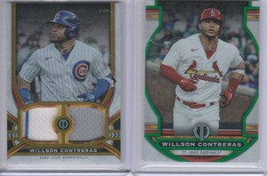 lot 120 image: 2023 Willson Contreras Topps Tribute Dual Relic #DR-WC #3375, #8 #2099