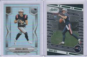 lot 128 image: Drake Maye - 2024 Absolute Green RC #103, 2025 Donruss Elite #65