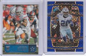 lot 130 image: Ezekiel Elliot - 2021 Panini Select Concourse Blue Prizm #11 #110199, 2016 Panini Prestige RC #217
