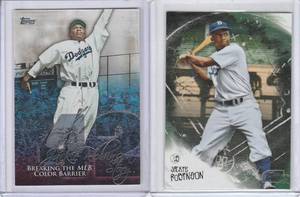 lot 137 image: Jackie Robinson - 2015 Topps #JR-6, 2024 Topps #AC-7