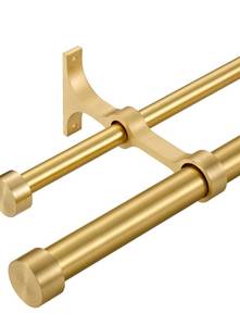 lot 199 image: Gold Double Curtain Rods 72 to 144 Brass $45.99 Retail - Brand New