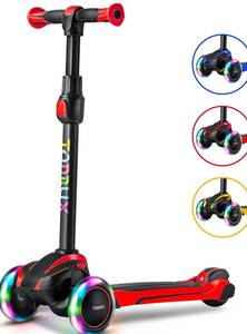 lot 104 image: Kids Scooter with Light Up Wheels Red and Black $49.99 Retail - Brand New
