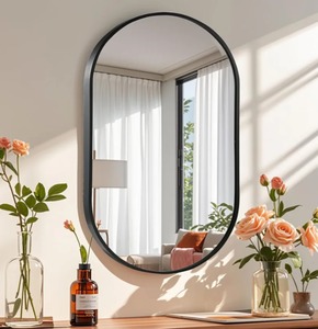 lot 170 image: Oval Black Mirror 17 x 30 $59.99 Retail - Brand New