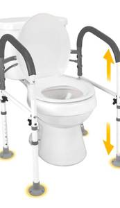 lot 191 image: Adjustable Foldable Toilet Safety Frame Assist Grab Bar $49.99 Retail - Brand New