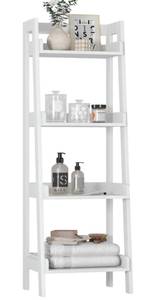 lot 196 image: 4 Tier Ladder Shelf White $75.99 Retail - Brand New