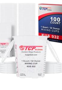lot 205 image: Paint Mixing Cups 100 Count with 12 Lids 32oz $54.99 Retail - Brand New