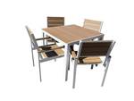 Winston 5pc Outdoor Dining Set - White/Brown  Aluminum frame, with Polywood top