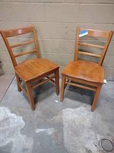 lot 7 image: 2 wooden straight chairs