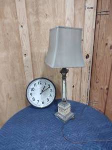 lot 111 image: clock and lamp