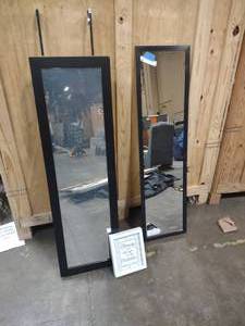 lot 33 image: 2 door mount mirrors, one is a Jewlery Cabinet, small quote picture frame
