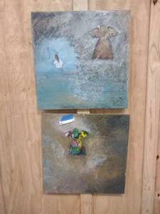 lot 55 image: 2 angel paintings