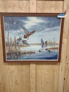 lot 64 image: ducks landing painting