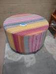 Striped round ottoman