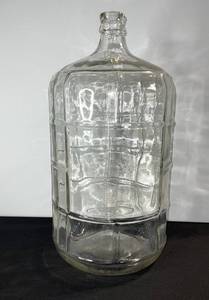 lot 8 image: Demijohn Glass Carboy - Clear Grid-Panel Bottle with Narrow Neck