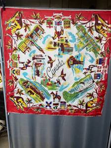 lot 52 image: Canada Souvenir Scarf - Coat of Arms & Scenic Canadian Imagery