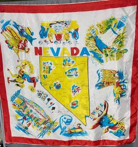 lot 55 image: Nevada Map Souvenir Scarf - Vintage Travel Textile with Las Vegas & Town Labels