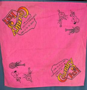lot 107 image: Souvenir Scarf - Country Fest, Chippewa Valley (Cadott, WI) 1990