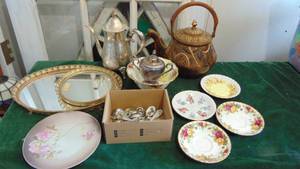 lot 56 image: Dresser Mirrors, Teapots, Spoons and Misc Decor
