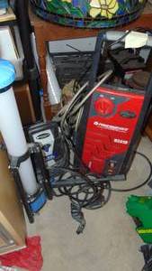 lot 127 image: 2-Pressure Washers for Parts or Repair and Tripod Light -NO Cord
