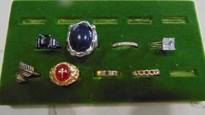 lot 11 image: 8-Costume Rings