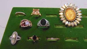 lot 13 image: 8-Costume Rings