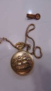 lot 23 image: Pocket Watch and National Rifle Assn of America Tie Clip